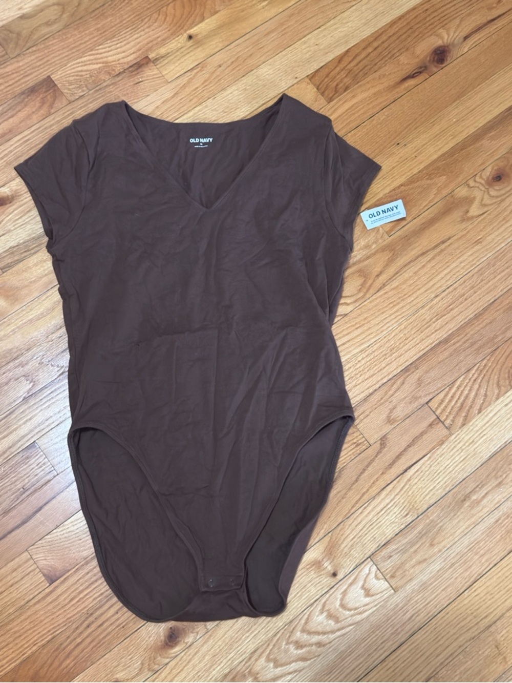 Old Navy Brown V-Neck Short Sleeve Bodysuit size XL